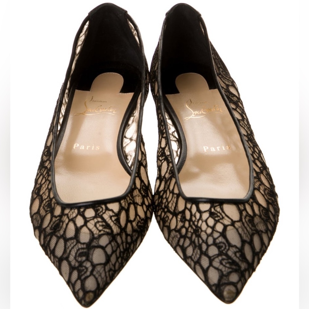Christian Louboutin Black Lace Flats